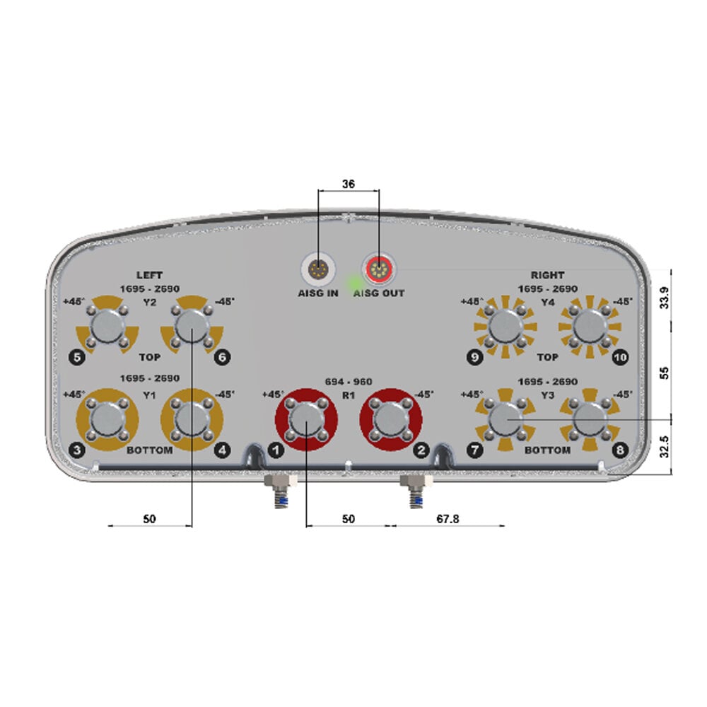10-Port Base Station Sector Antenna